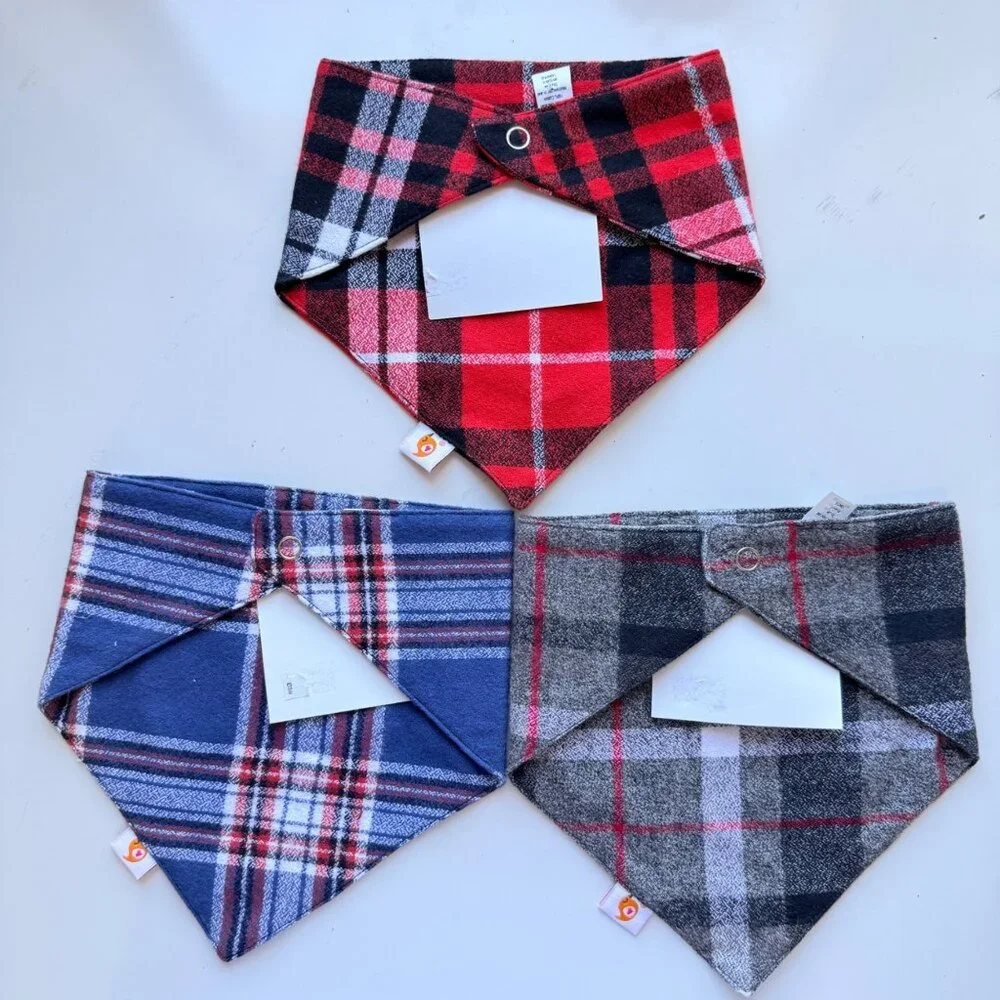 Smart Bottoms New Old Stock Plaid Bandana Bib Bundle One Size 100% Cotton USA